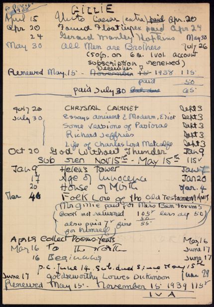Darsie Rutherford Gillie 1938 – 1939 card